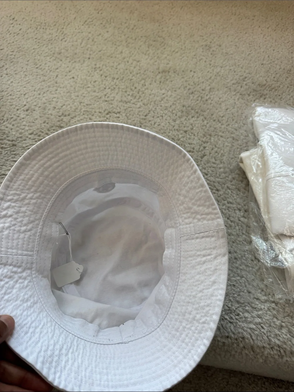 Moncler White Cotton Bucket Hat with Logo Patch